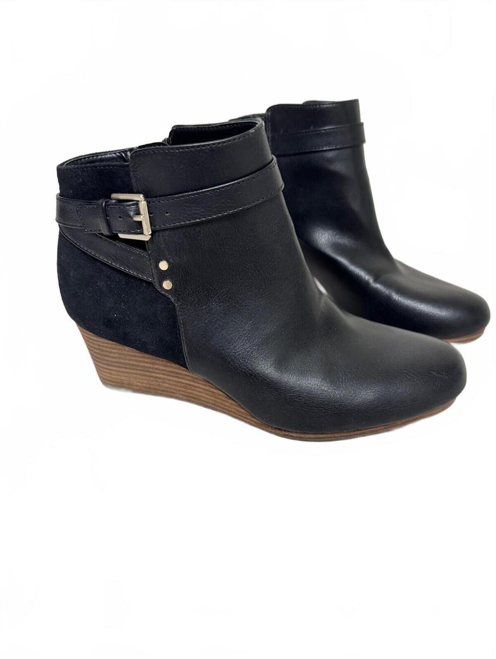 Dr. Scholls Double Ankle Wedge Boots Black Size 7M